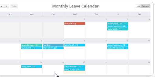 Leave Calendar - Purelytracking.com